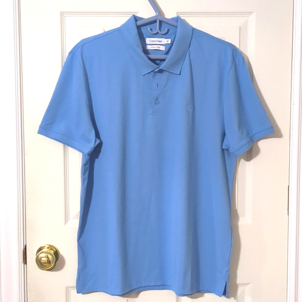 Calvin Klein Men's Smooth Cotton Monogram Logo Polo Shirt
